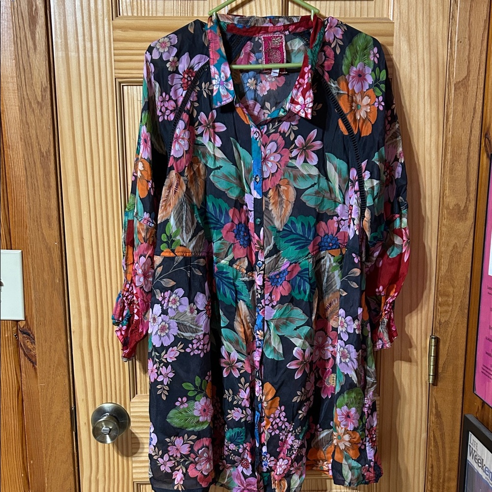 Johnny Was Multicolor Floral Shirt